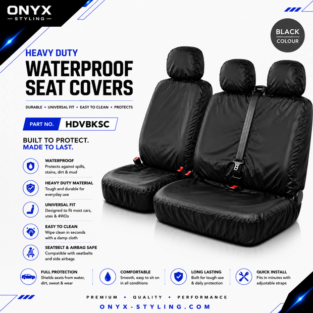 3 Seater Van Seat Covers – Waterproof Heavy Duty Protectors (Universal Fit)