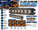6 LED Slimline Amber Strobe Warning Light – 10W | 8 Flash Modes | 12V/24V