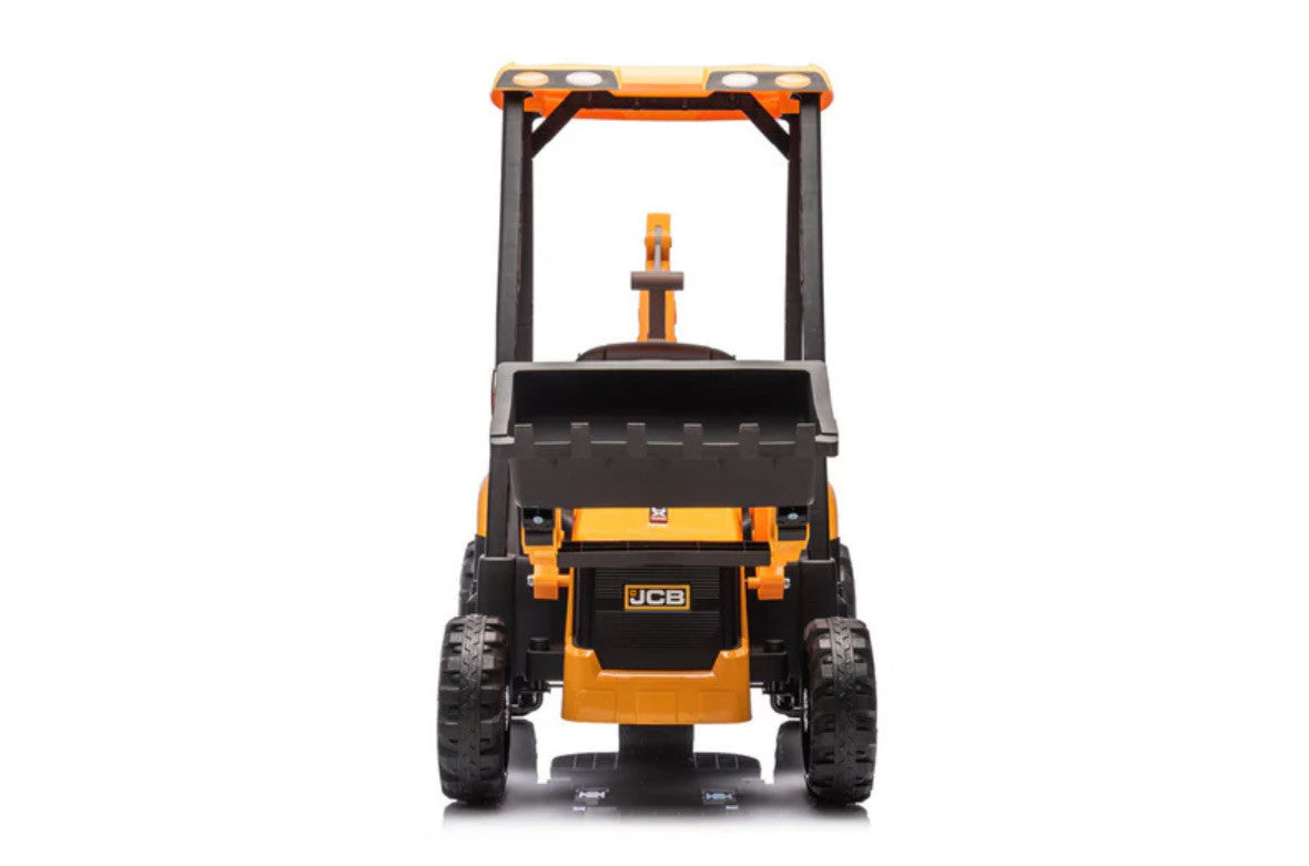 JCB 12 V Licensed Electric Ride-On Tractor with Loader & Backhoe – Yellow Construction Edition (by Onyx Kids)
