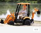 JCB 12 V Licensed Electric Ride-On Tractor with Loader & Backhoe – Yellow Construction Edition (by Onyx Kids)