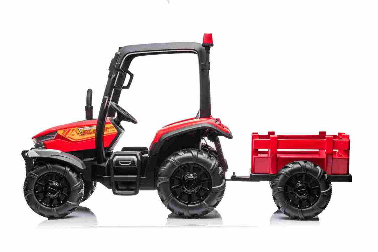 Onyx Kids 24V “Agri Pro X” Ride-On Tractor & Trailer – Red Edition