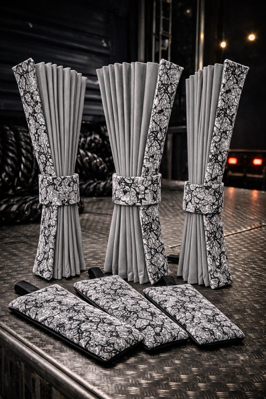 GREY Side Curtain Set with Danish Plush Grey – Truck & Lorry Cab Curtains