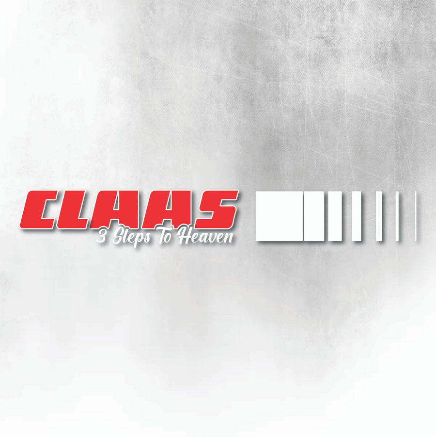 CLAAS 3 STEPS TO HEAVEN RED AND WHITE WINDOW DECAL