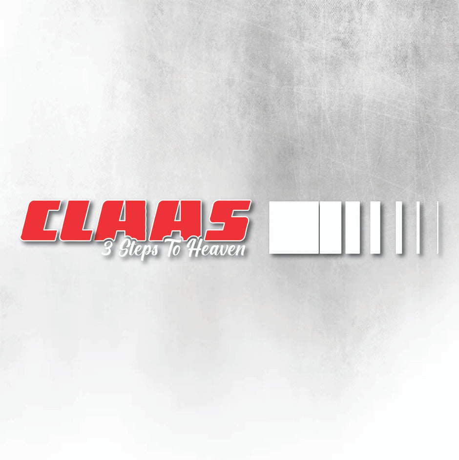 CLAAS 3 STEPS TO HEAVEN RED AND WHITE WINDOW DECAL