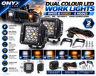 Dual Colour LED Work Lights – White & Amber 6-Mode Spotlights | 12V/24V IP68 | Pair