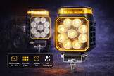 14W LED Work Light with Amber Flash – Dual Colour White & Warning Light 12V-24V HAL055