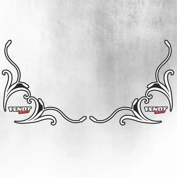 Fendt Vario SIDE WINDOW SWIRLS - PAIR SILVER & RED - NEW STYLE