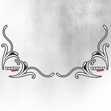 Fendt Vario SIDE WINDOW SWIRLS - PAIR SILVER & RED - NEW STYLE