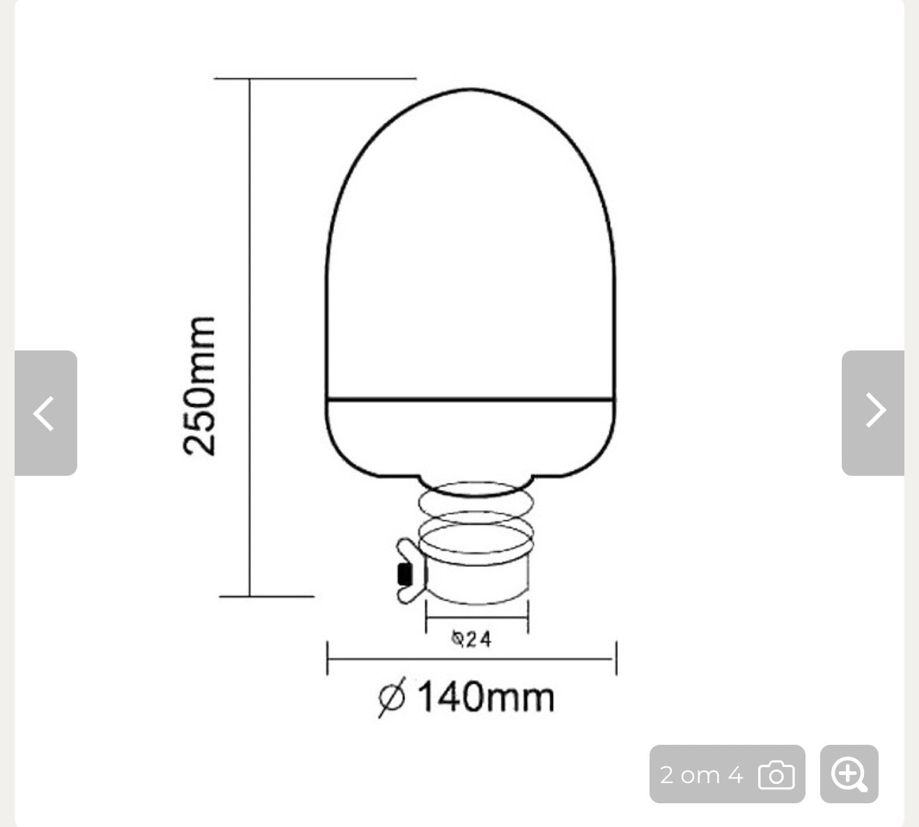 Rotating Halogen Beacon Warning Light 12V / 24V – DIN Mount Orange