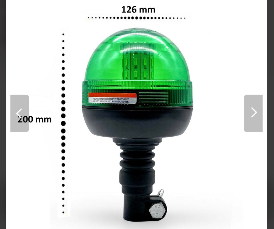 Green LED Beacon Warning Light – 40 LED | 12V/24V | Flexible Mount | E-Marked (E9)