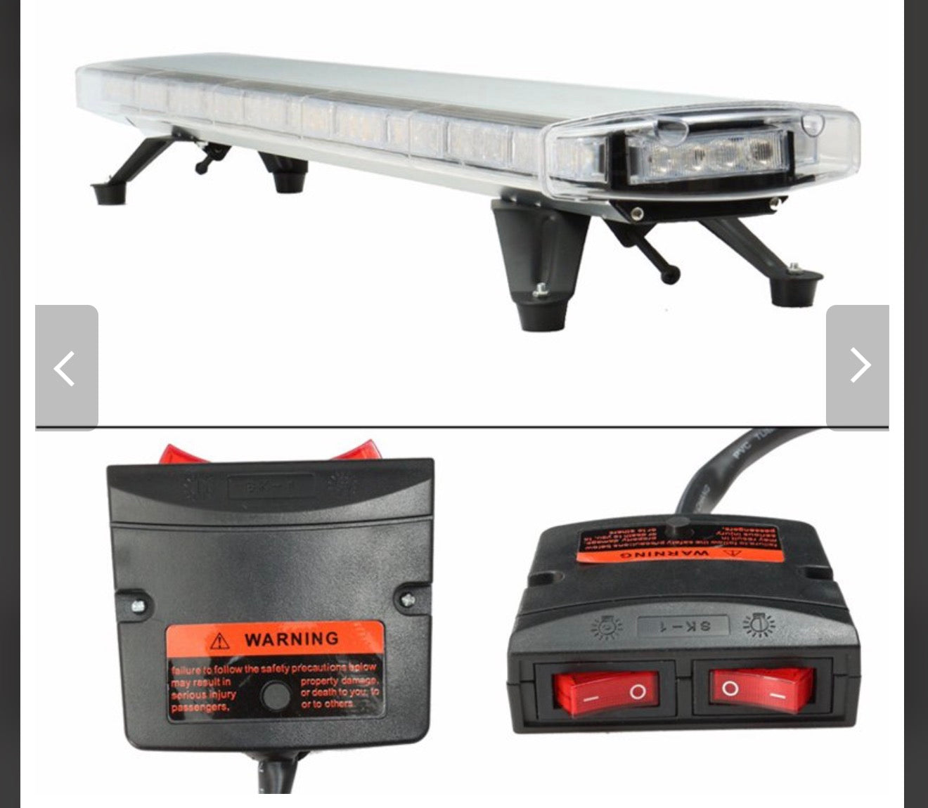 1200mm LED Emergency Light Bar 12V/24V – 88 LED Amber Warning Beacon with 15 Flash Modes