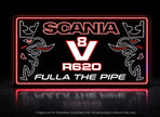STYLE 3 SCANIA OLD SCHOOL V8 FULLA THE PIPE 2 COLOUR LED TRUCK BOARD LIGHT BOX RGB COLOUR CHANGING