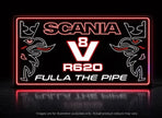 STYLE 3 SCANIA OLD SCHOOL V8 FULLA THE PIPE 2 COLOUR LED TRUCK BOARD LIGHT BOX RGB COLOUR CHANGING