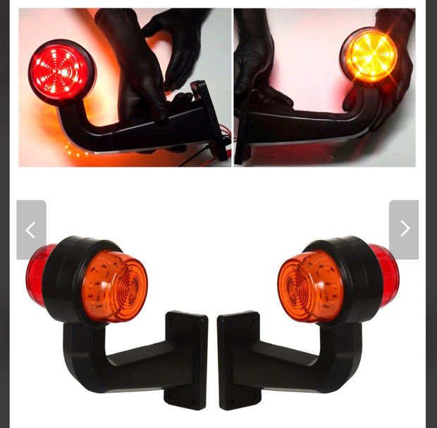 Set of 2 LED Marker Horns – Orange/Red – 12V/24V – Waterproof