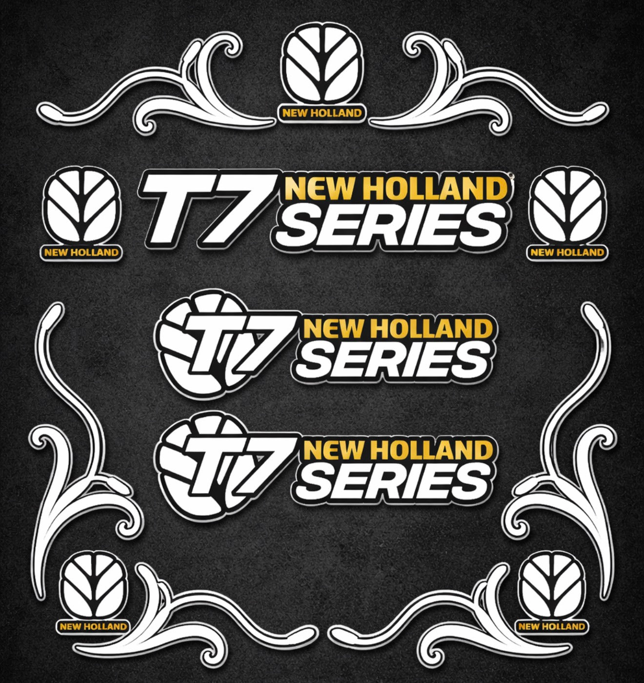 New Holland T7 Series White & Black New Style Decal