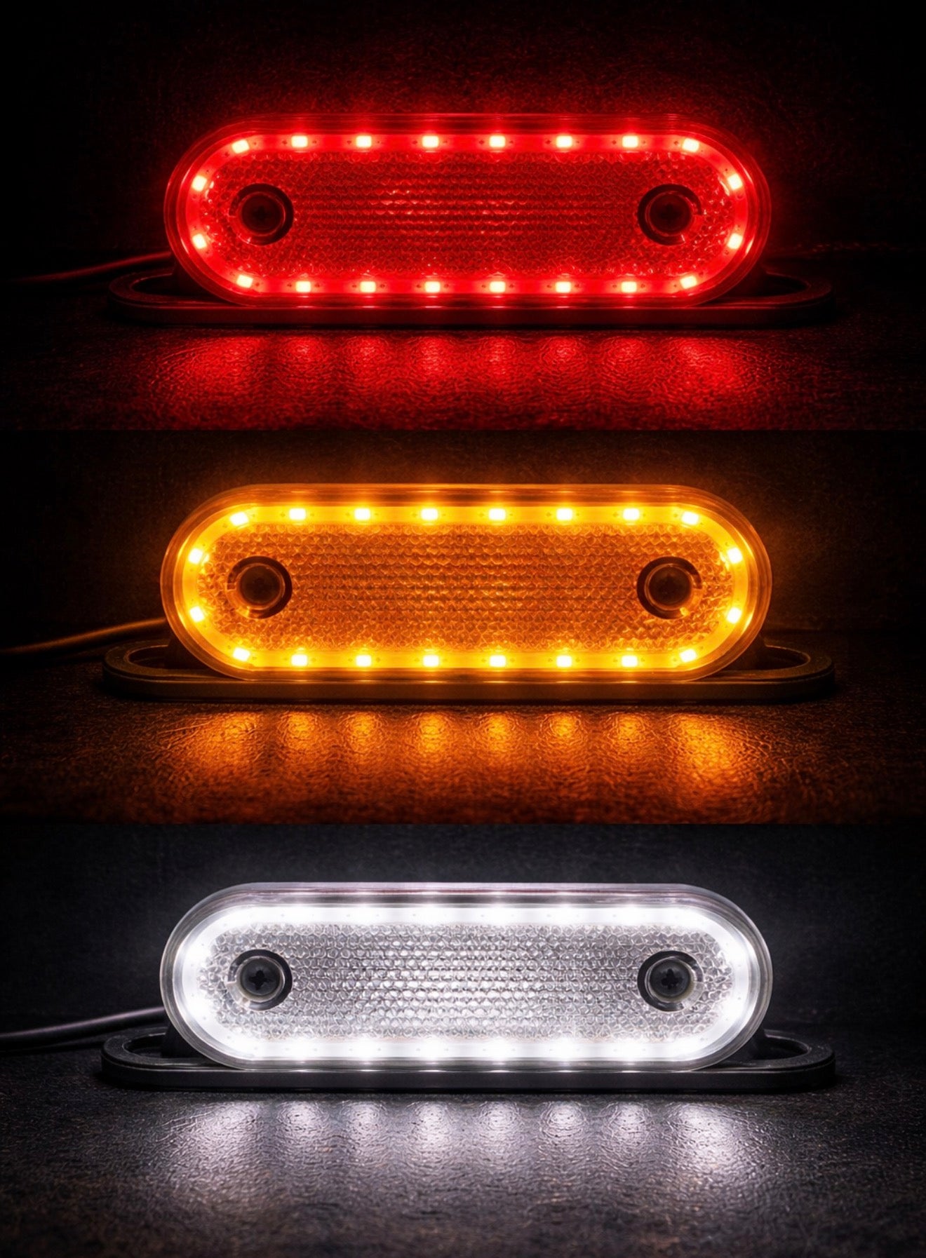 LED Marker Light with Stand – Red, 12-24V, 20 LED Neon Glow, Side Mount, Reflector