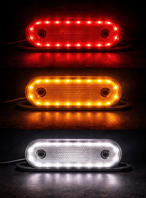 LED Marker Light with Stand – Red, 12-24V, 20 LED Neon Glow, Side Mount, Reflector
