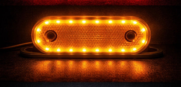 LED Marker Light with Stand – Red, 12-24V, 20 LED Neon Glow, Side Mount, Reflector