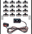16 Piece LED Amber Strobe Light Kit with Controller – Emergency Flashing Lights 12V Universal Fit