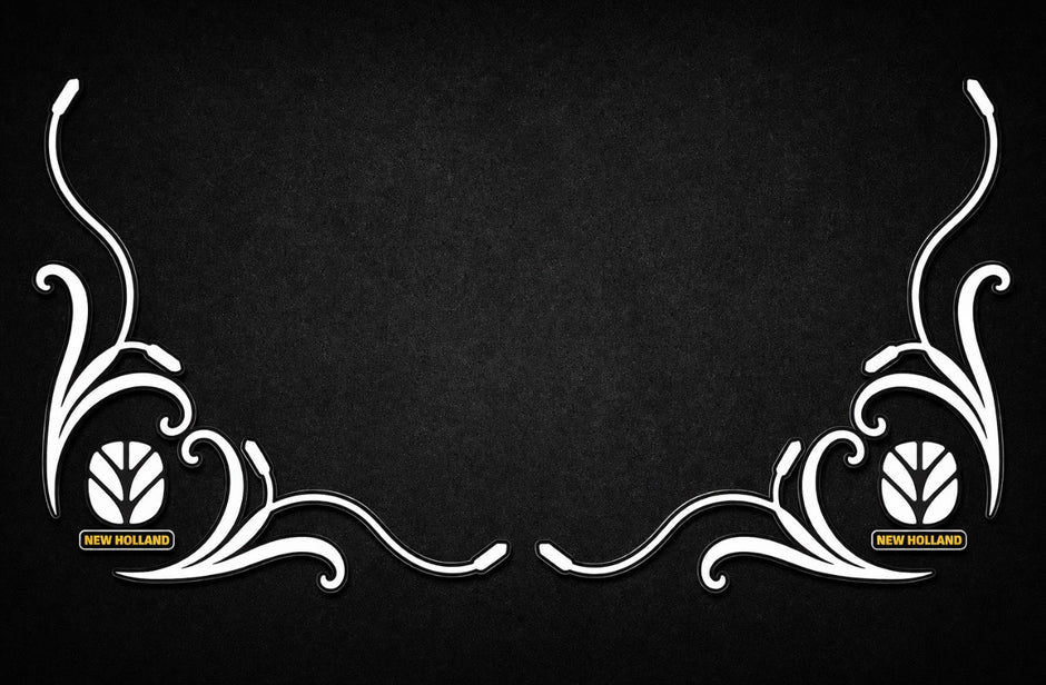 New Holland SIDE WINDOW SWIRLS - PAIR Black & White New Style