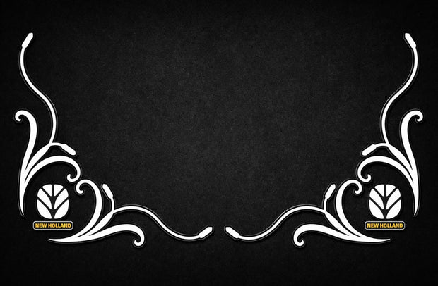 New Holland SIDE WINDOW SWIRLS - PAIR Black & White New Style