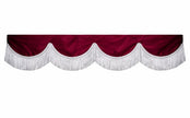 12cm PELMET ALCANTARA new RED (MAROON) with white fringes & Velcro