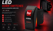 12-24V LED Horn Switch ON/OFF Button – Red Backlit, 5 Pin Universal Rocker Switch C00509