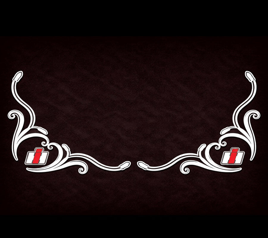 CASE IH SIDE WINDOW SWIRLS - PAIR SILVER & BLACK - NEW STYLE