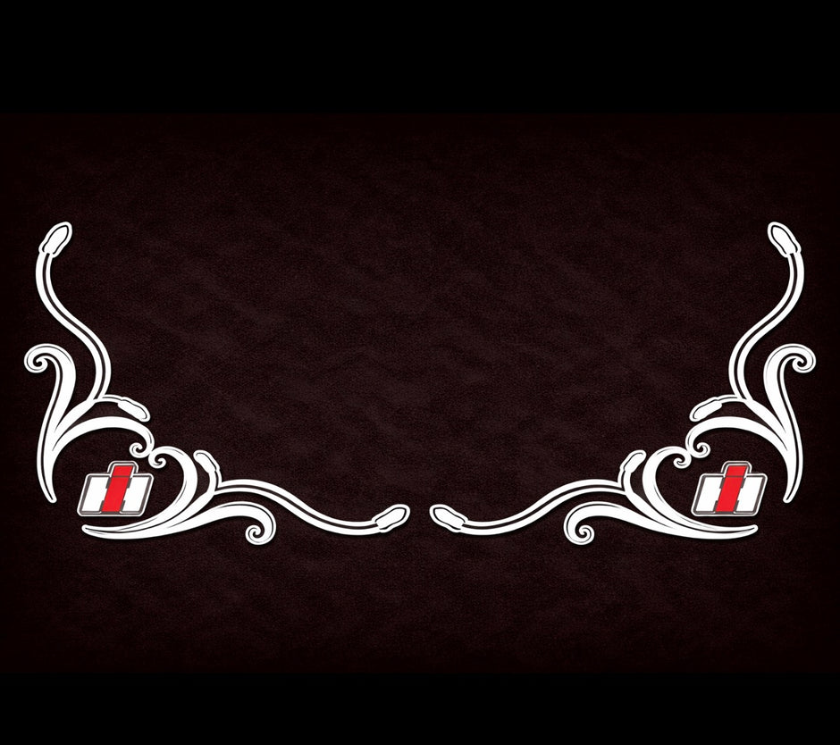 CASE IH SIDE WINDOW SWIRLS - PAIR SILVER & BLACK - NEW STYLE