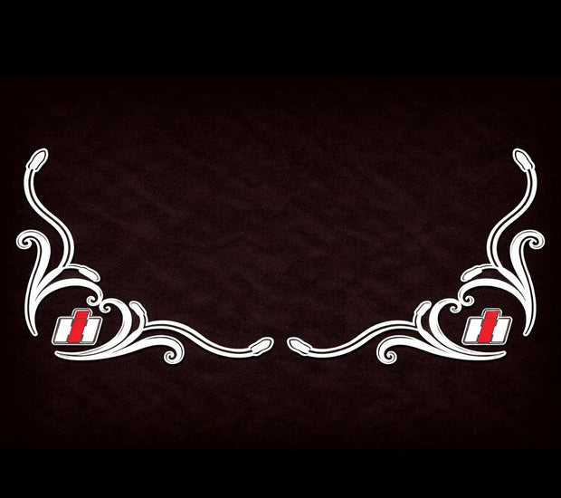 CASE IH SIDE WINDOW SWIRLS - PAIR SILVER & BLACK - NEW STYLE