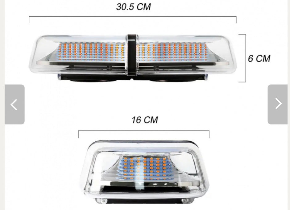 30.5cm LED Amber Warning Light Bar – 72 LED Emergency Beacon, 12-24V, 8 Flash Modes, E-Marked IP65 Waterproof