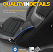 Premium Universal Seat Covers – Full Set Front & Rear – 7-Layer Comfort – Airbag Compatible black with blue stitch