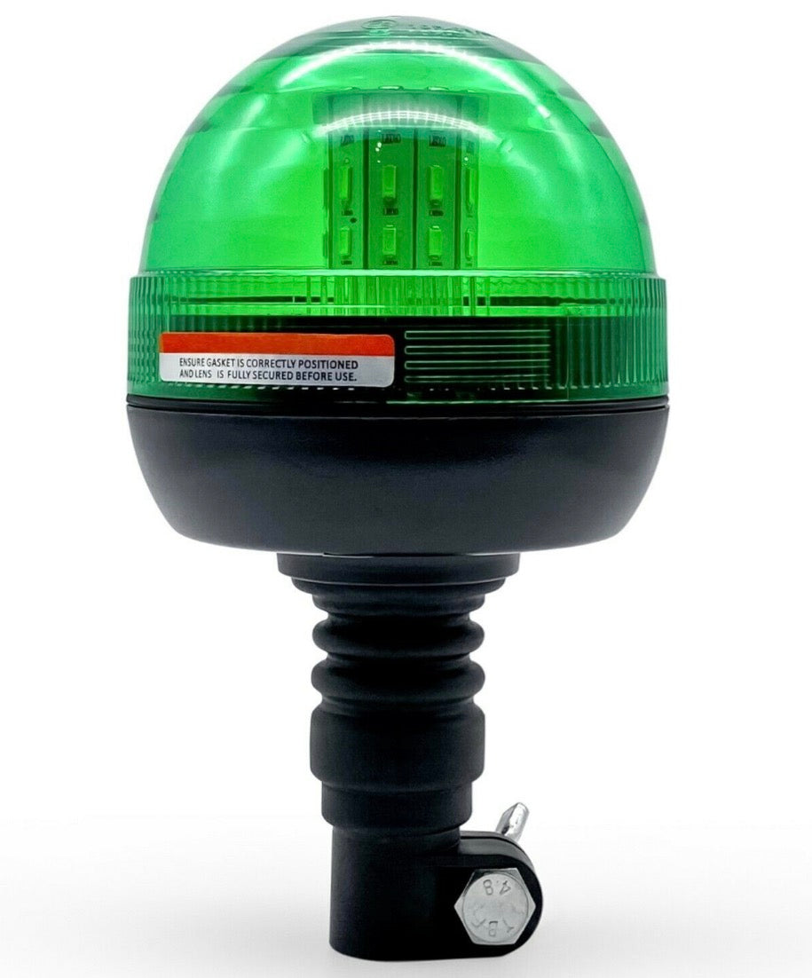 Green LED Beacon Warning Light – 40 LED | 12V/24V | Flexible Mount | E-Marked (E9)