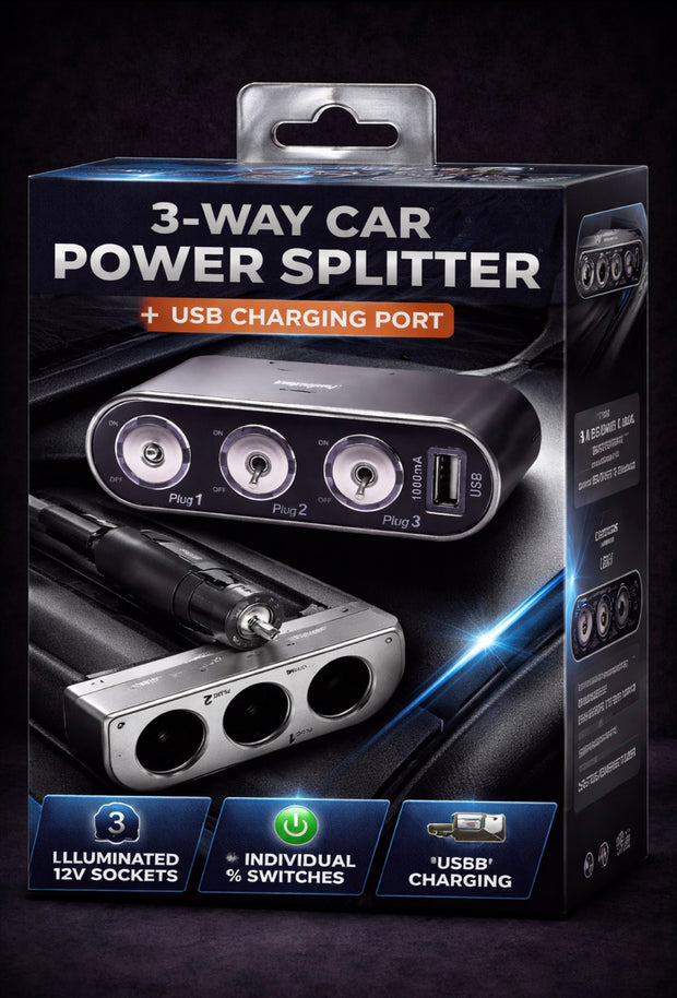 12v / 24v 3-way Socket with USB Cigarette Lighter With Switch's on / off