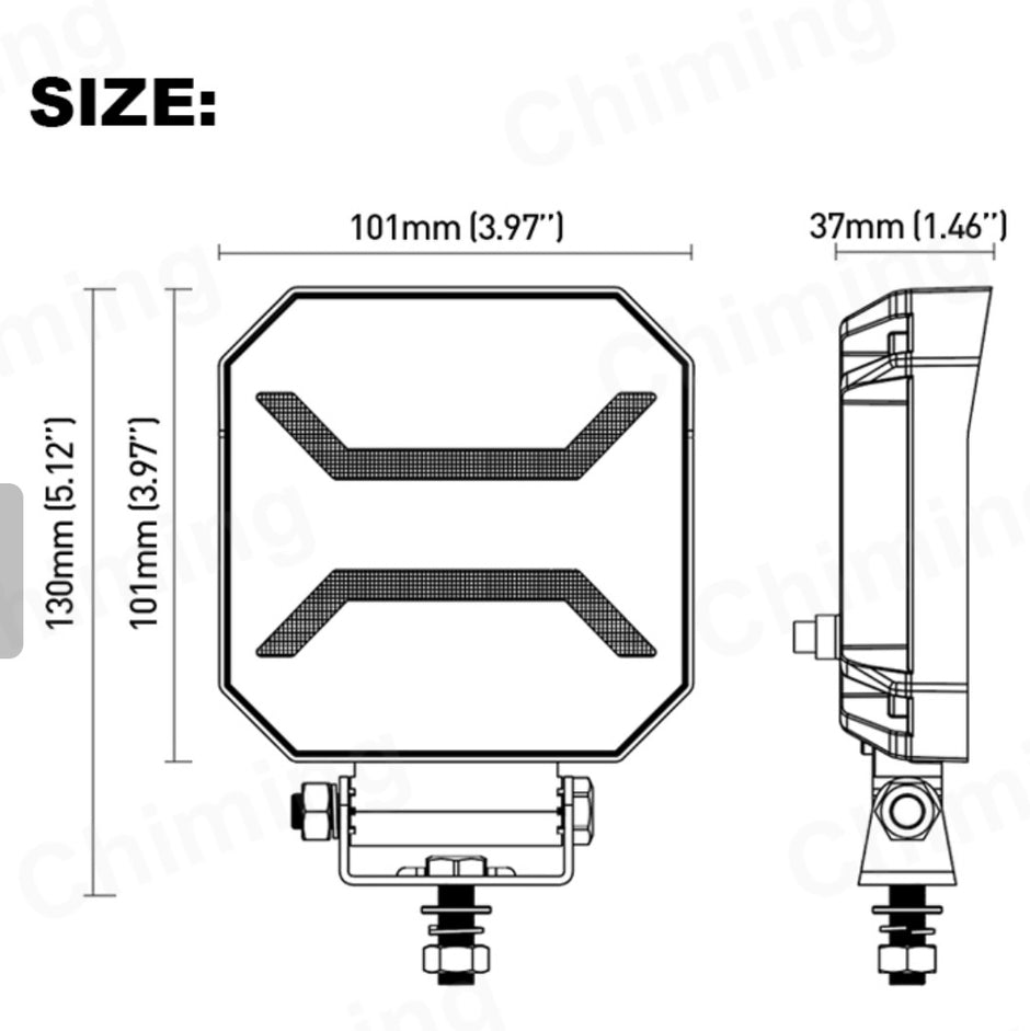 LED Work Light 15W 1500LM with White Spot Beam + Red & Amber Position Light 12–24V E-Marked HAL259