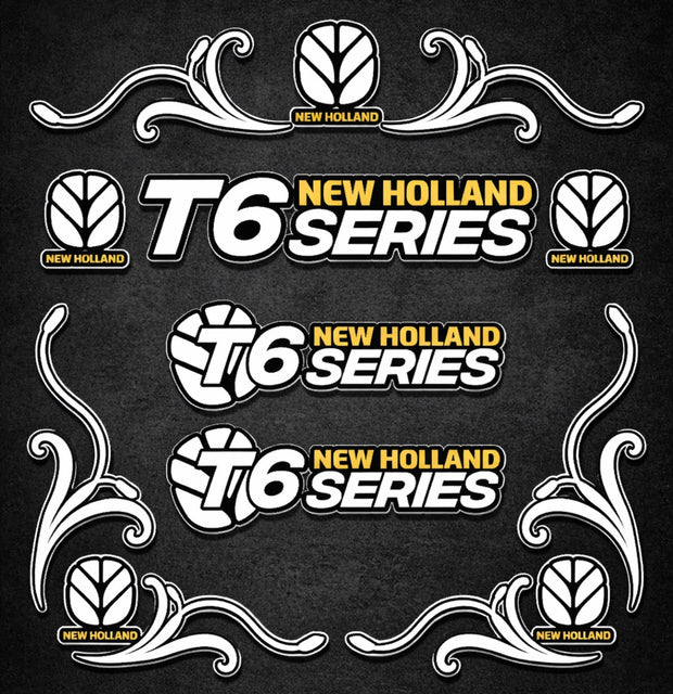 New Holland T6 Series White & Black New Style Decal