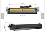 12V–24V Amber LED Emergency Strobe Light Bar with Stand – 19 Flash Modes, Plug & Play HAL282