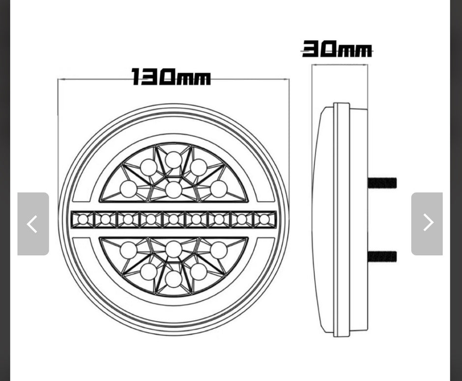Smoked LED Hamburger Rear Light 130mm – Neon Stop / Tail / Dynamic Indicator 12V–24v