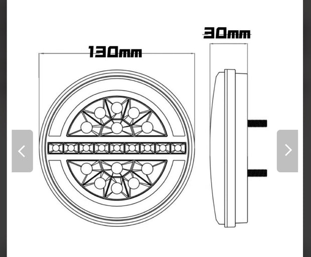 Smoked LED Hamburger Rear Light 130mm – Neon Stop / Tail / Dynamic Indicator 12V–24v