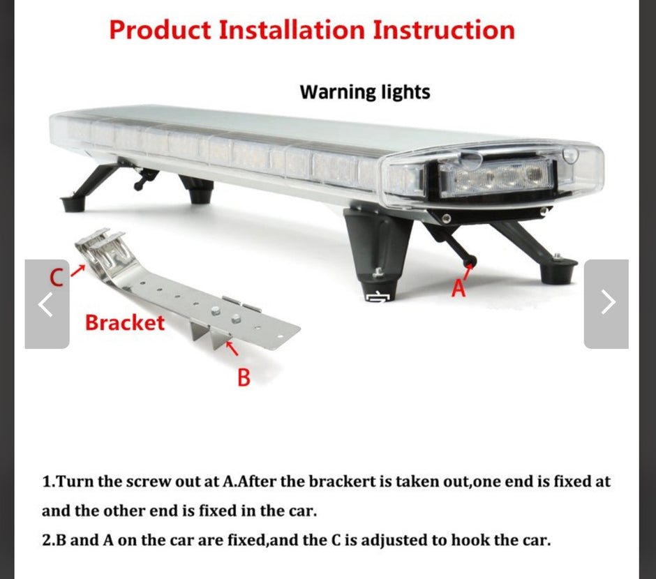1200mm LED Emergency Light Bar 12V/24V – 88 LED Amber Warning Beacon with 15 Flash Modes