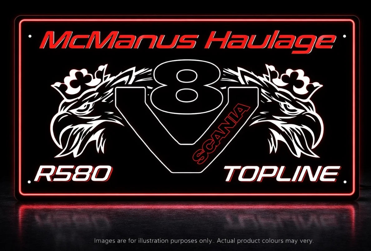 STYLE 7 SCANIA R580 PERSONALISED GRIFFINS TOPLINE LED LIGHT TRUCK BOARD