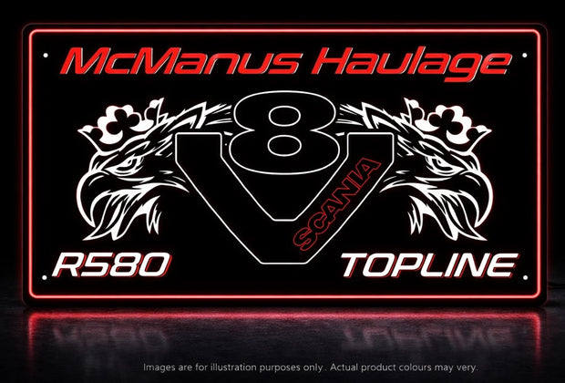 STYLE 7 SCANIA R580 PERSONALISED GRIFFINS TOPLINE LED LIGHT TRUCK BOARD