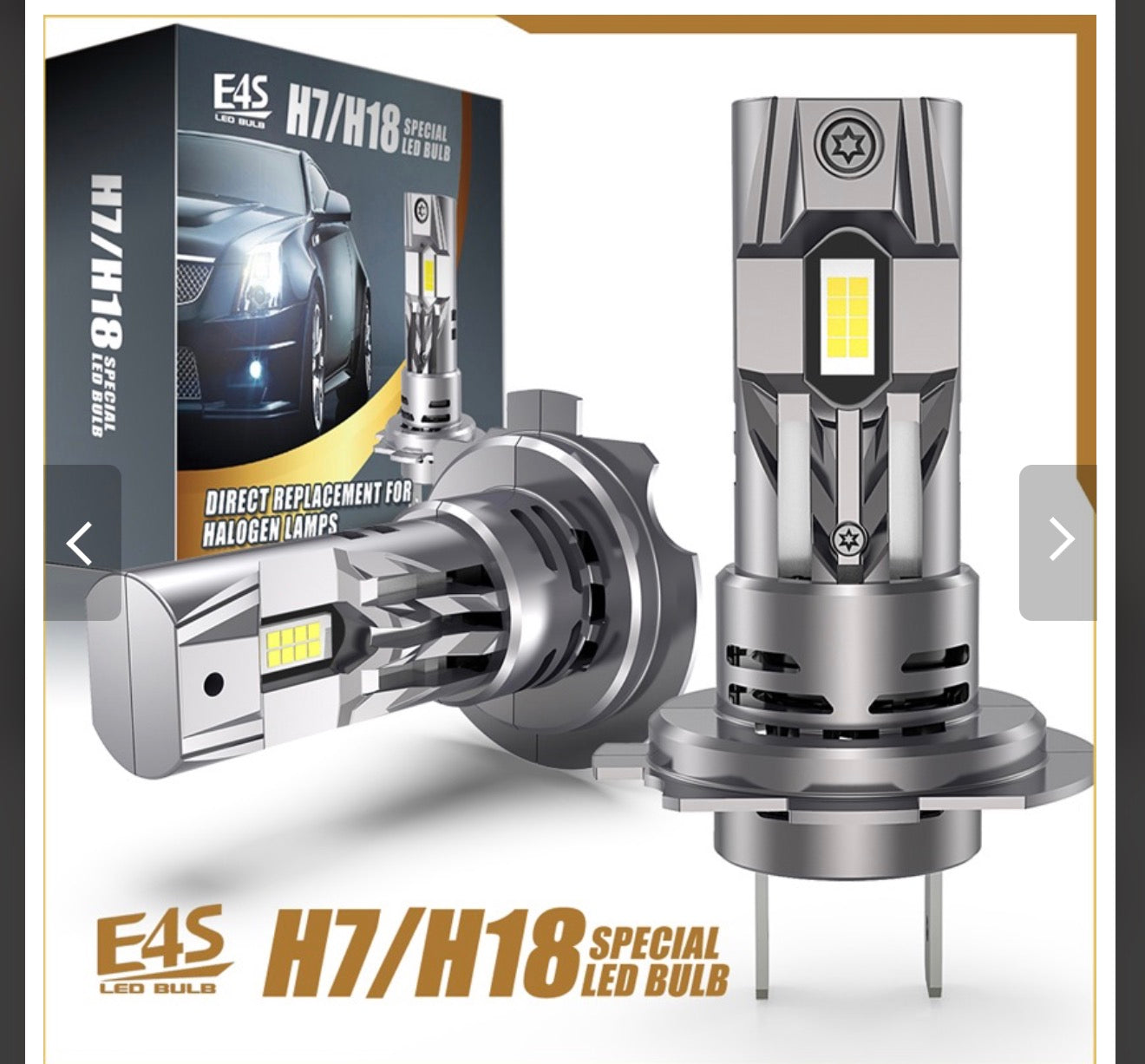 E4S H18 LED Headlight Bulb Kit – 6500K White | Compact Mini Design