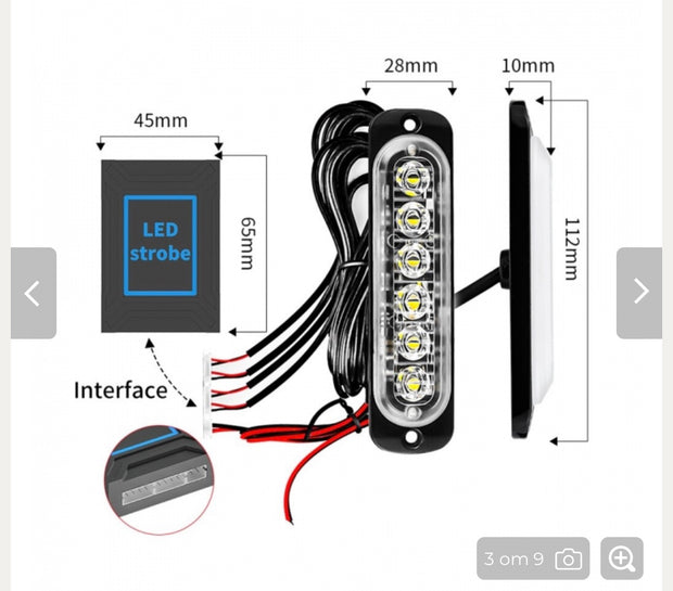 4x LED Emergency Strobe Light Kit with Wireless Remote – 12V/24V Amber Flash Modules