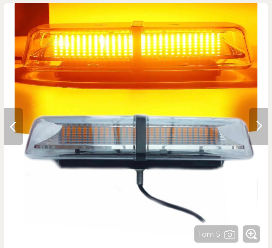 30.5cm LED Amber Warning Light Bar – 72 LED Emergency Beacon, 12-24V, 8 Flash Modes, E-Marked IP65 Waterproof