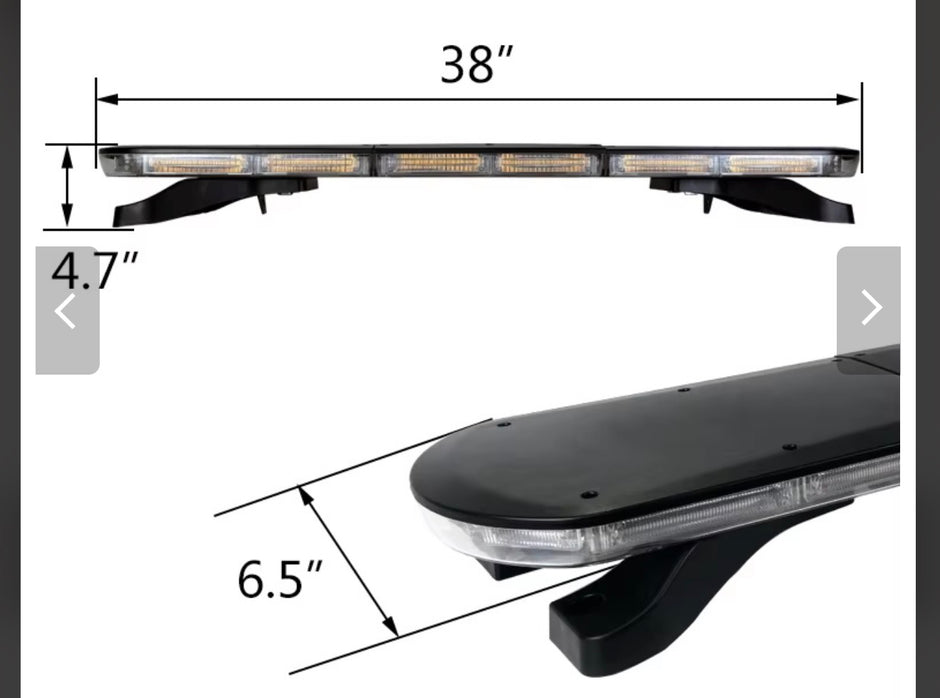 96cm High Power LED Emergency Light Bar – 12V/24V R65 Approved Amber Beacon – 162 LED, 126W Strobe Light