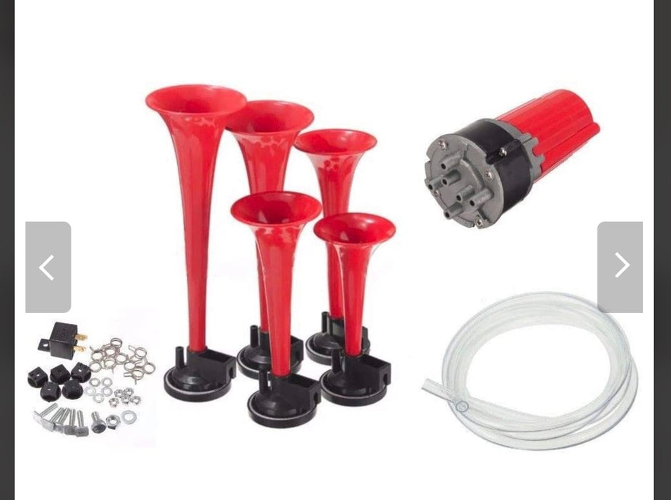 Dixie Musical Air Horn Kit 12V – 5 Trumpet Dukes Style Train Horn with Compressor