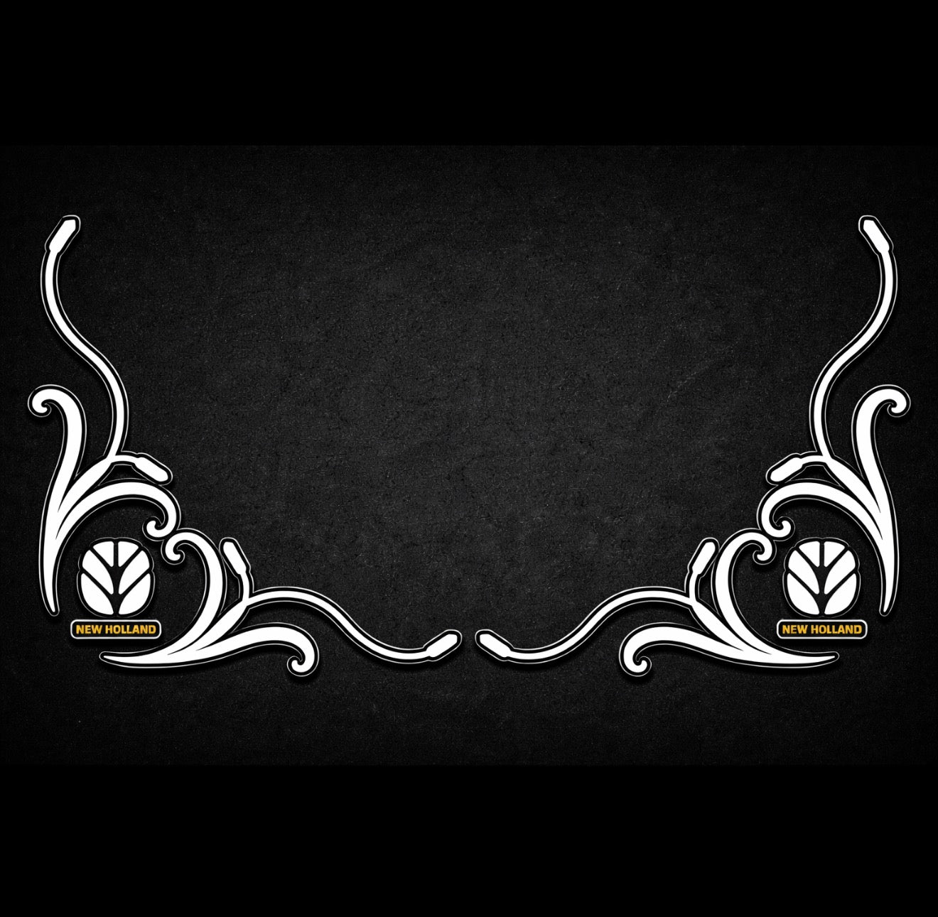 New Holland SIDE WINDOW SWIRLS - PAIR Black & White New Style