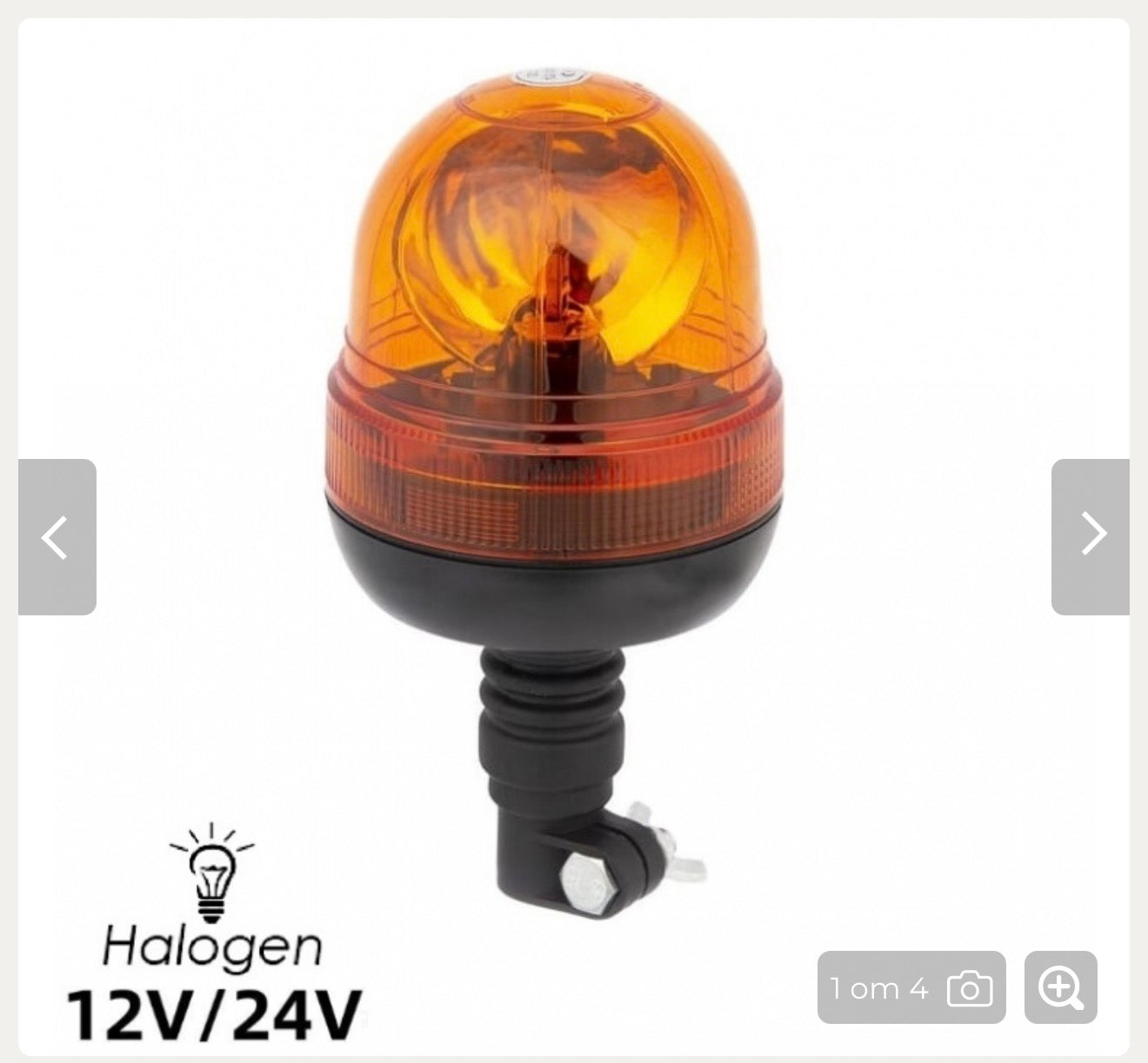 Rotating Halogen Beacon Warning Light 12V / 24V – DIN Mount Orange