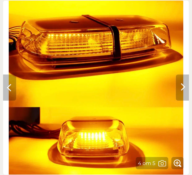 30.5cm LED Amber Warning Light Bar – 72 LED Emergency Beacon, 12-24V, 8 Flash Modes, E-Marked IP65 Waterproof
